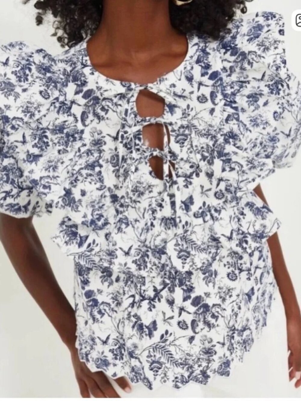 Tuckernuck Hyacinth House Floral Blouse Tie Blouse Size XS
